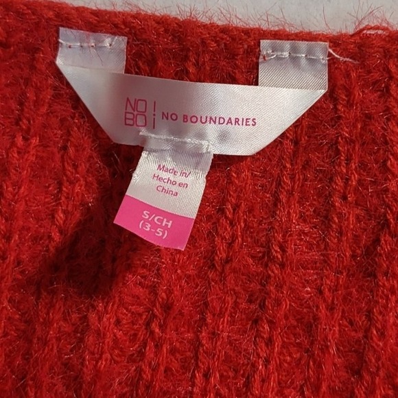 NoBoundaries Knitted Twist Sweater Pearl Embellished Red Cropped Pullover Size S - Picture 6 of 6